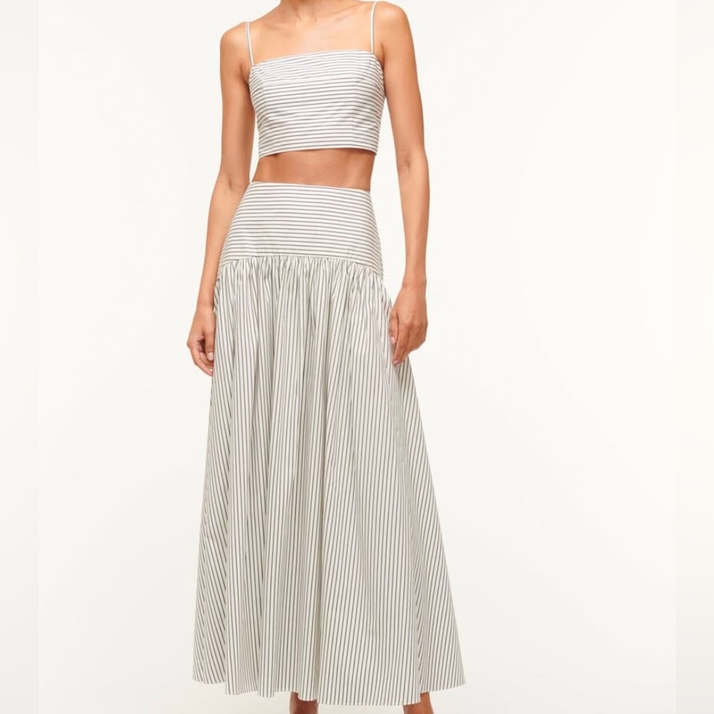 FEDERICO TOP and PROCIDA SKIRT in ivory micro stripe
